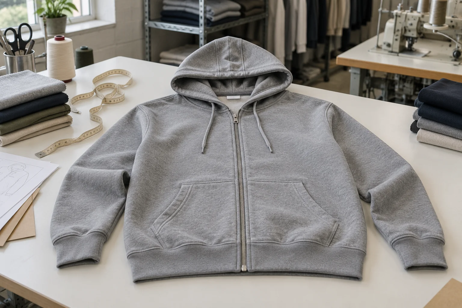 Connect the full-zip brief to bulk approval: Define the complete opening system; Review the actual-material sample; Release the controlled production reference